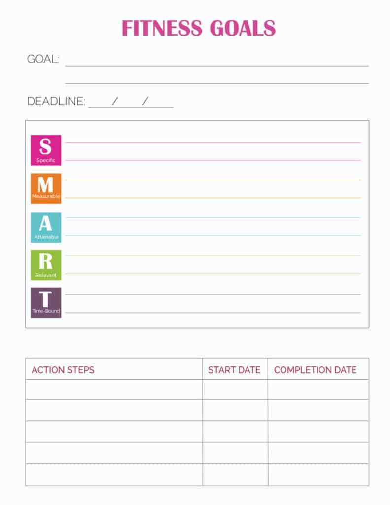 fitness goal worksheet