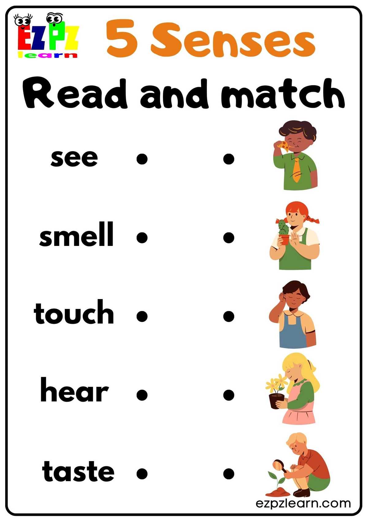 five senses reading comprehension worksheets