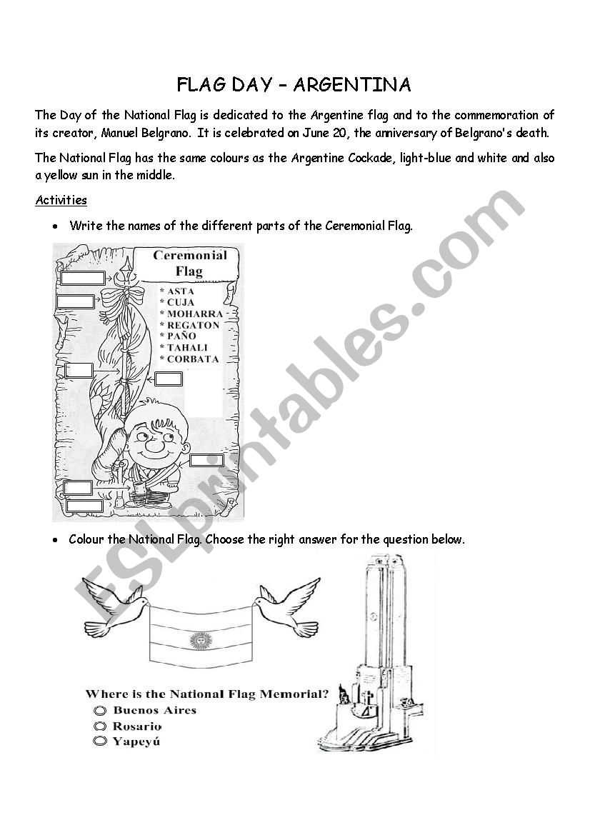 flag day worksheets