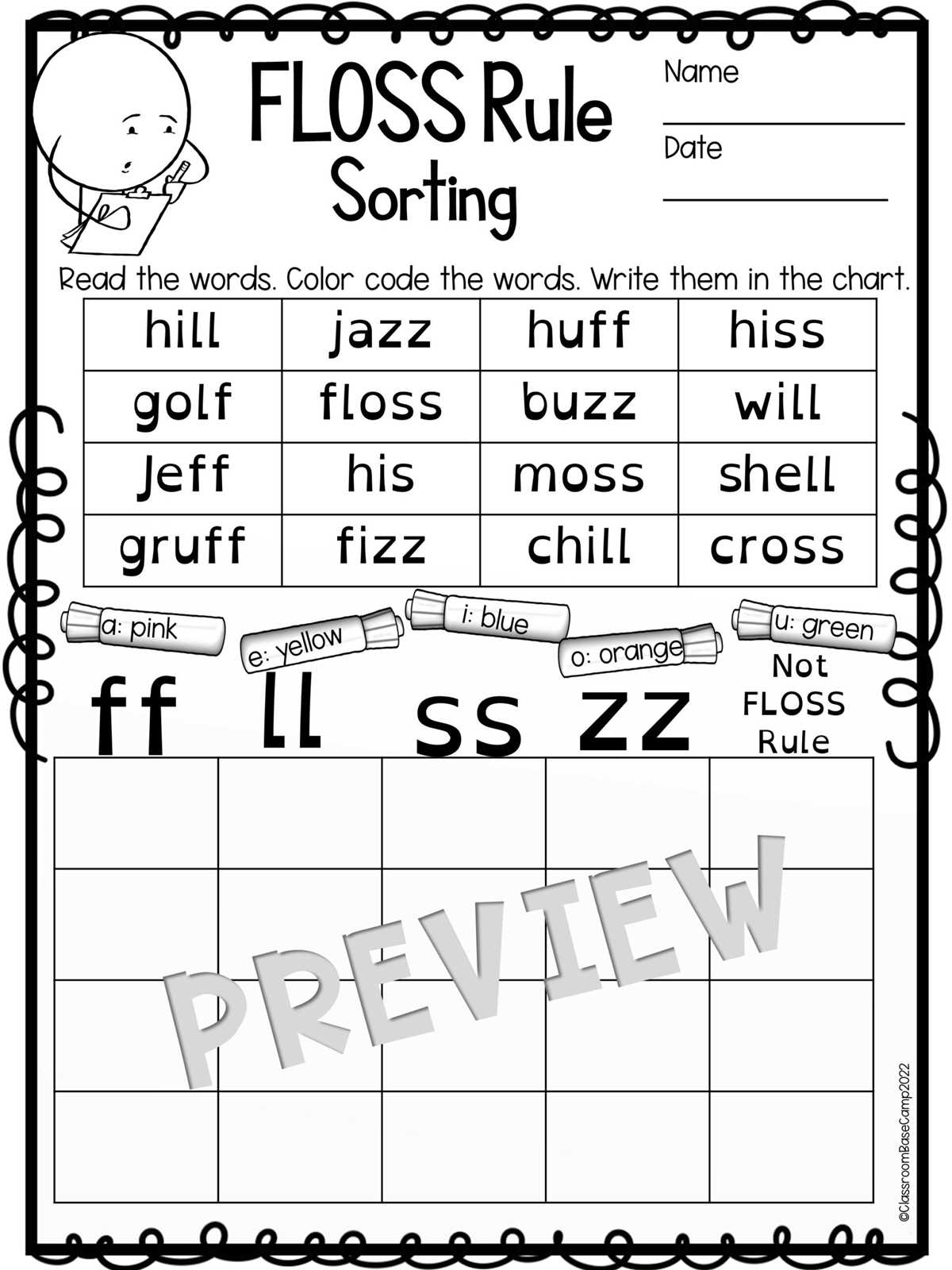 floss rule worksheet