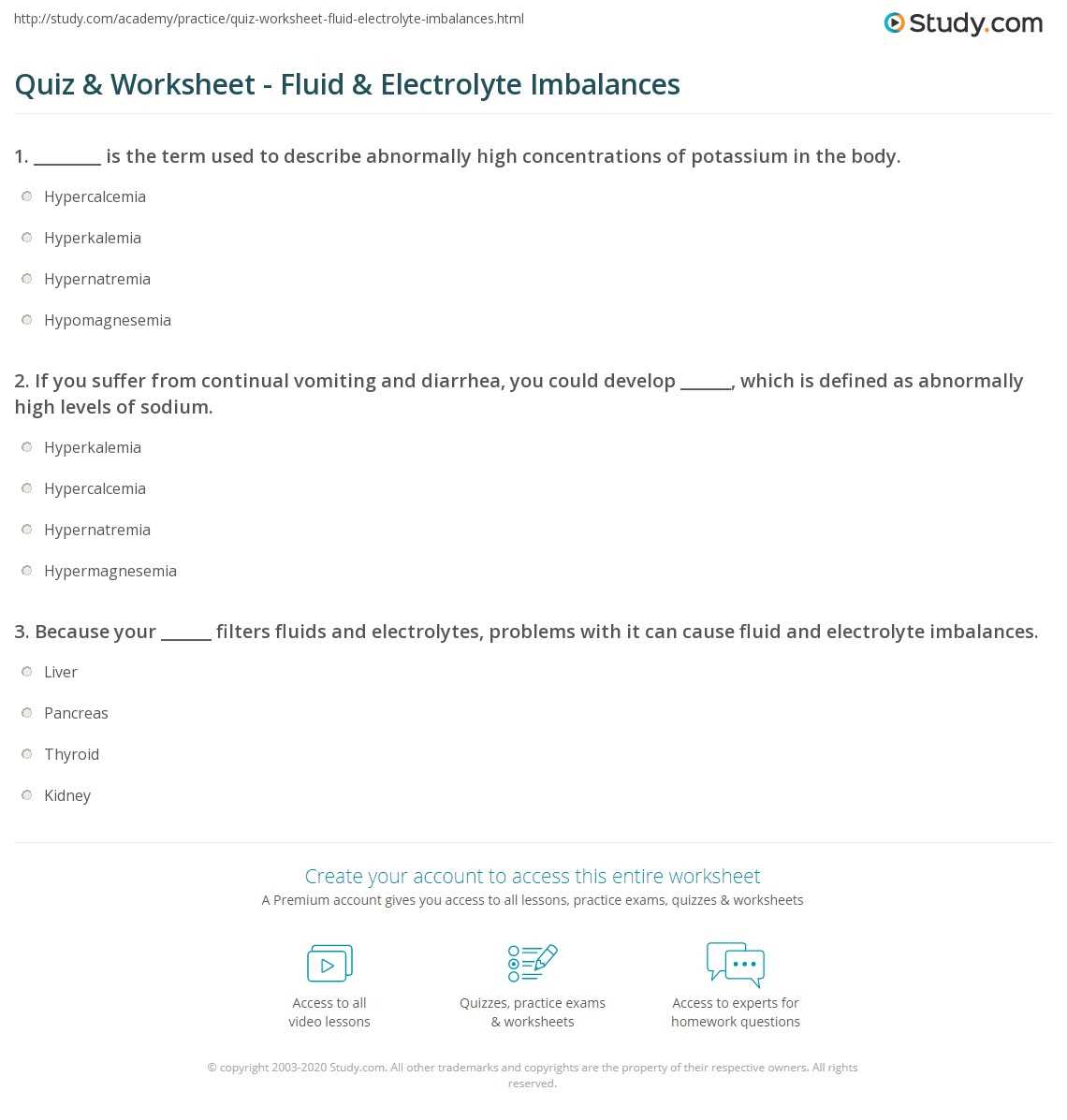 fluid and electrolyte worksheet