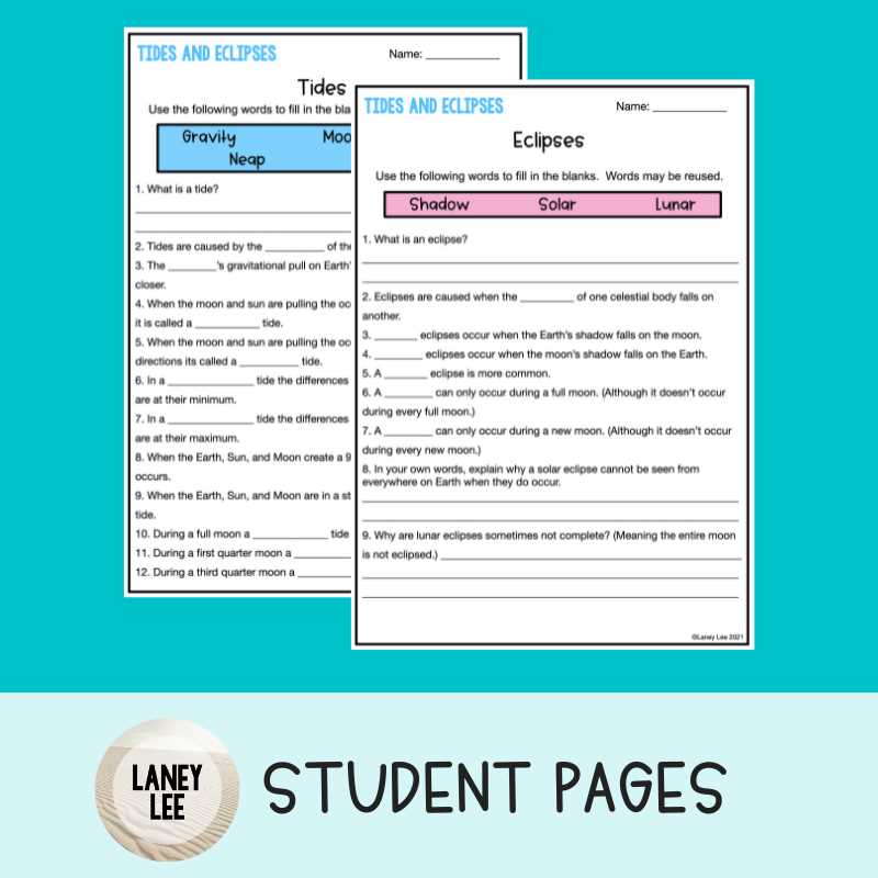 flying colors science moons and tides worksheet