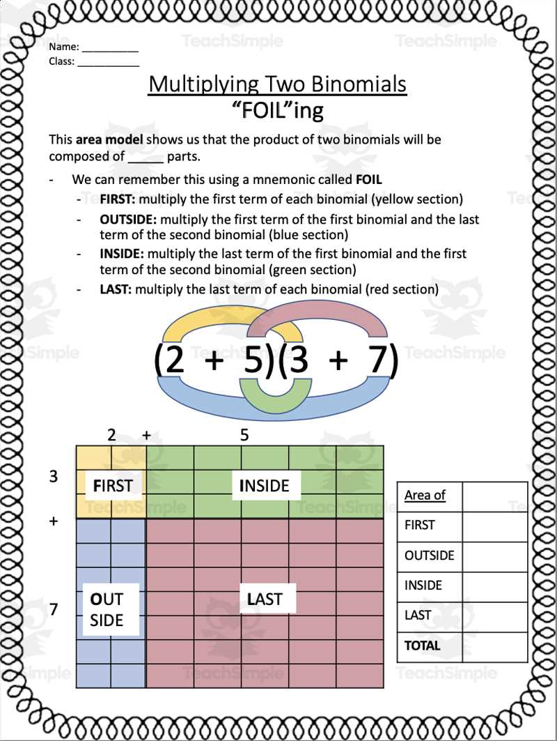 foil math worksheets printable