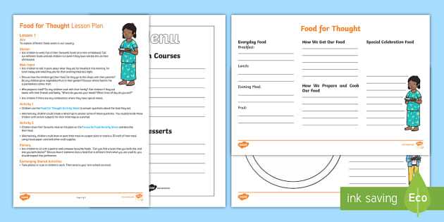 food for thought math worksheet