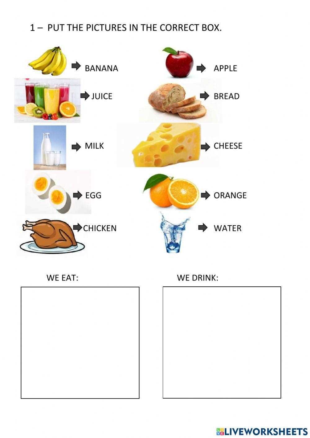 food match worksheet