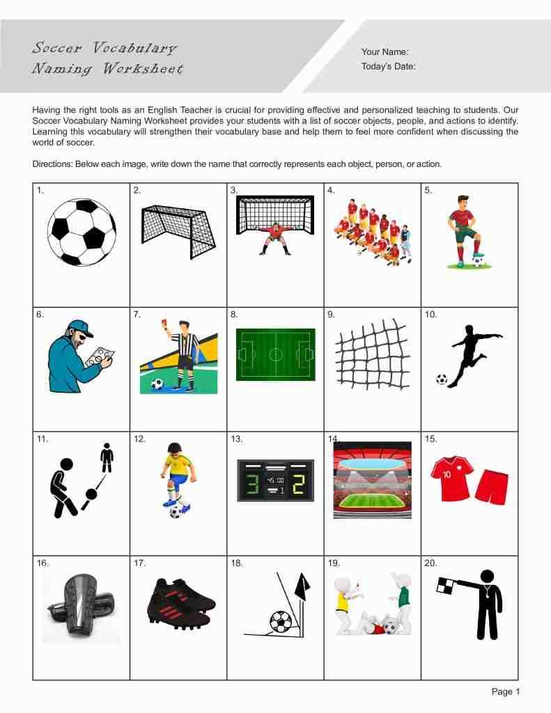 football worksheet