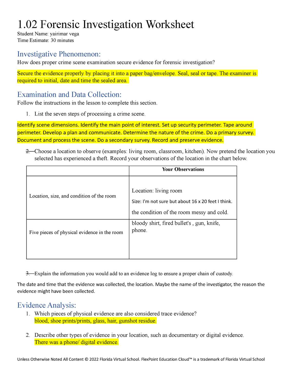 forensic biology worksheet