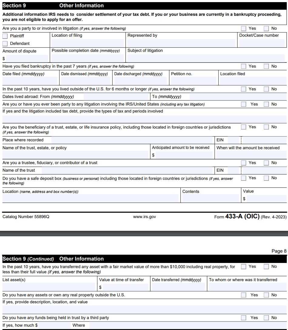 form 433 a worksheet