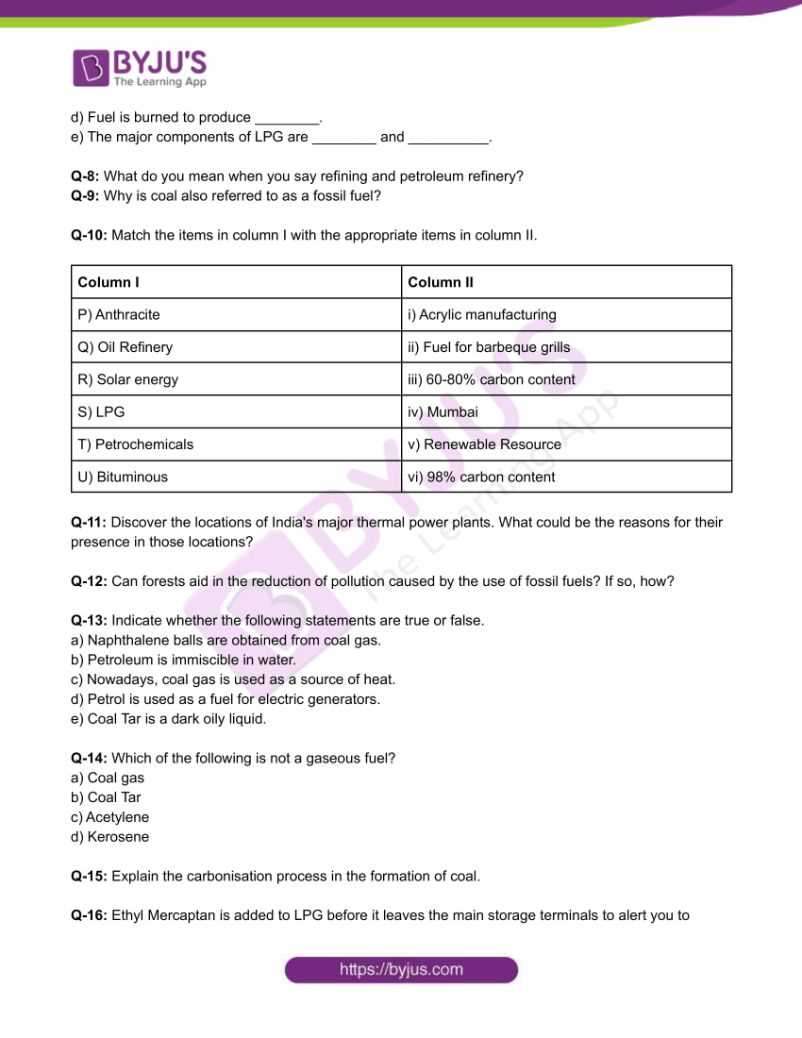 fossil fuels worksheet