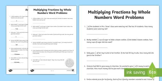 fraction multiplication word problems worksheet