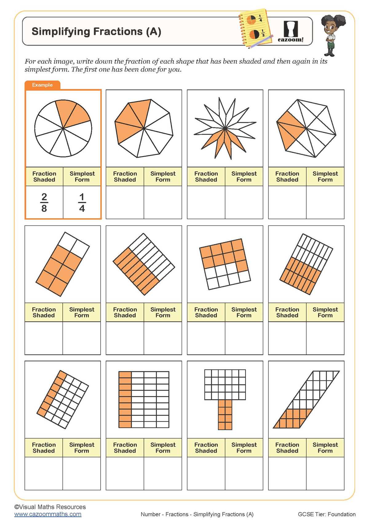 fractions math worksheets