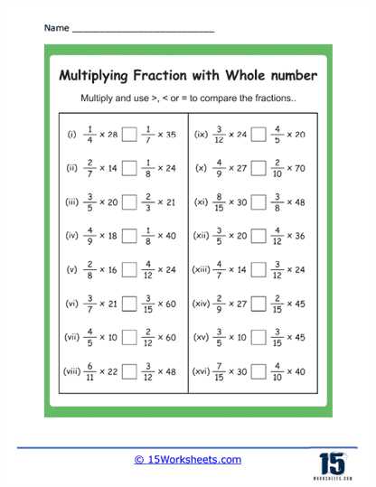 fractions with whole numbers worksheets