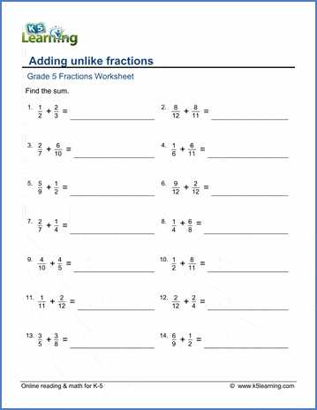 fractions worksheets grade 5