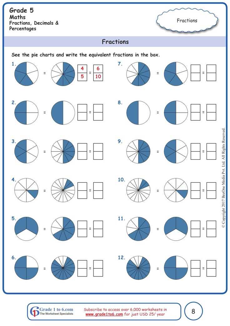 fractions worksheets grade 6