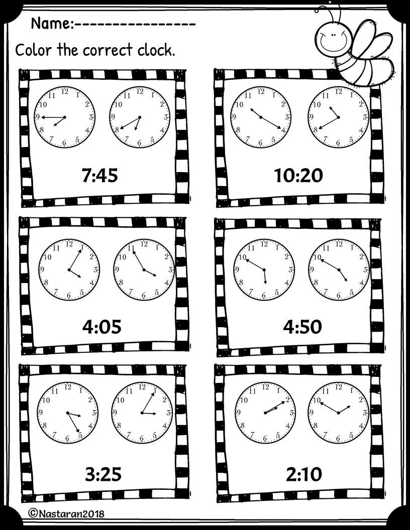 free clock worksheets