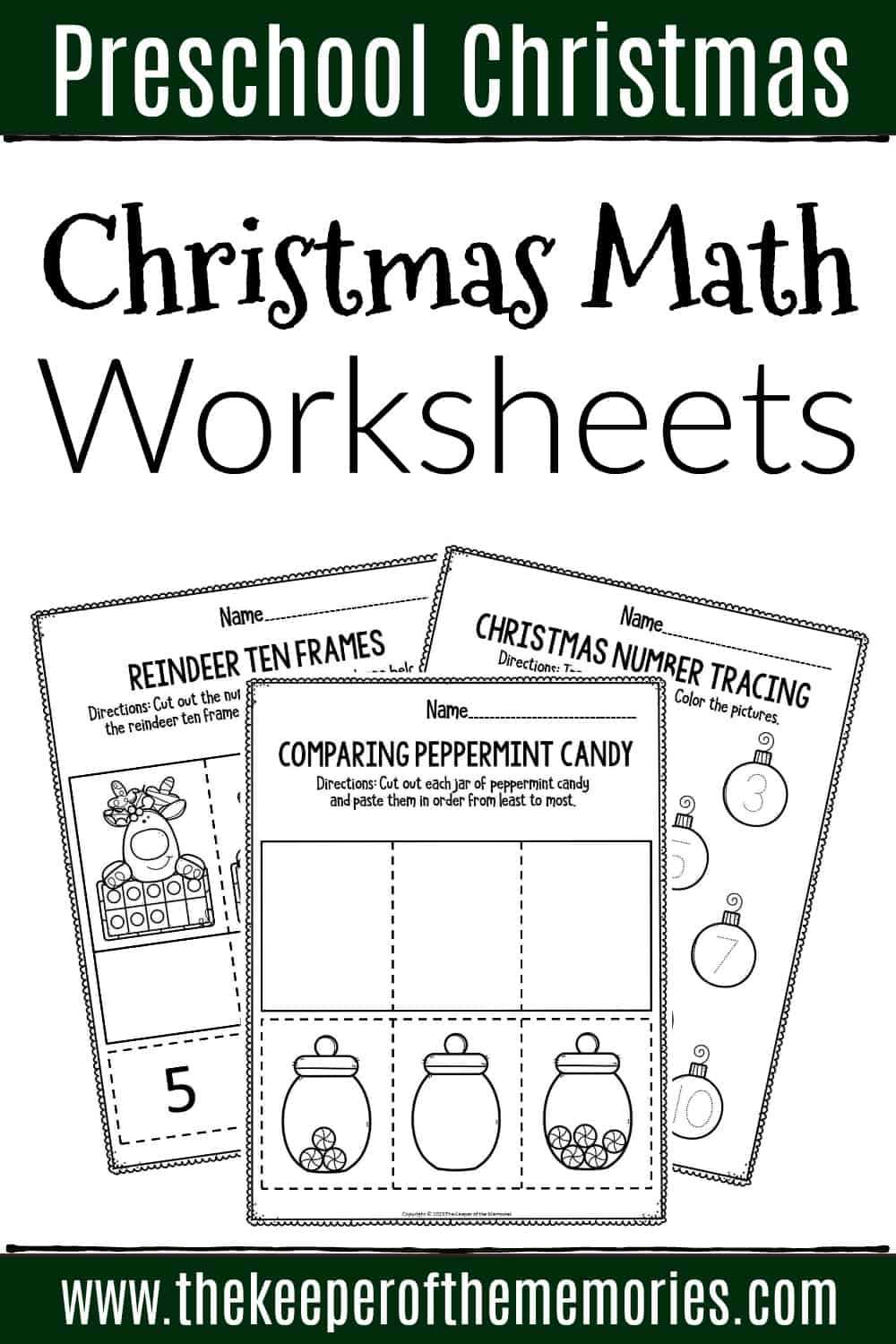 free kindergarten christmas math worksheets