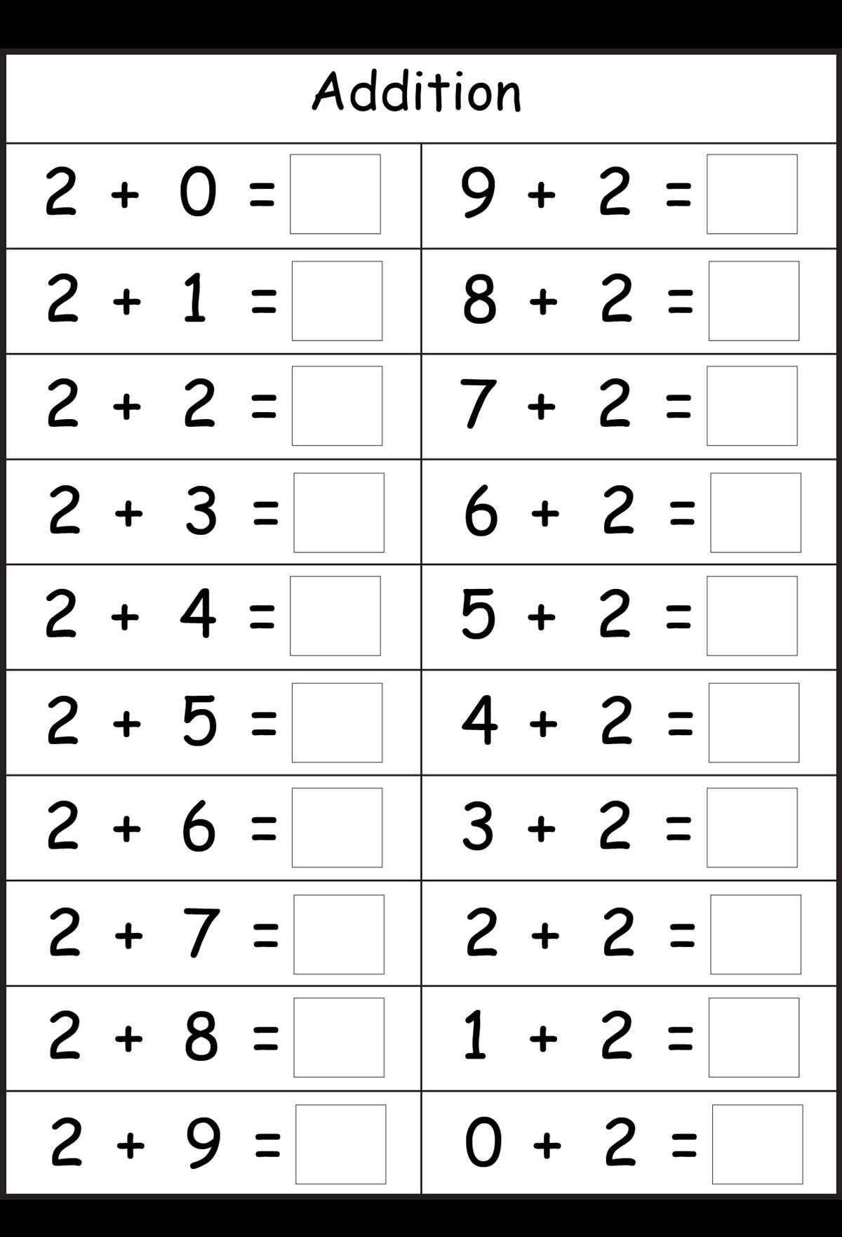 free math fact worksheets