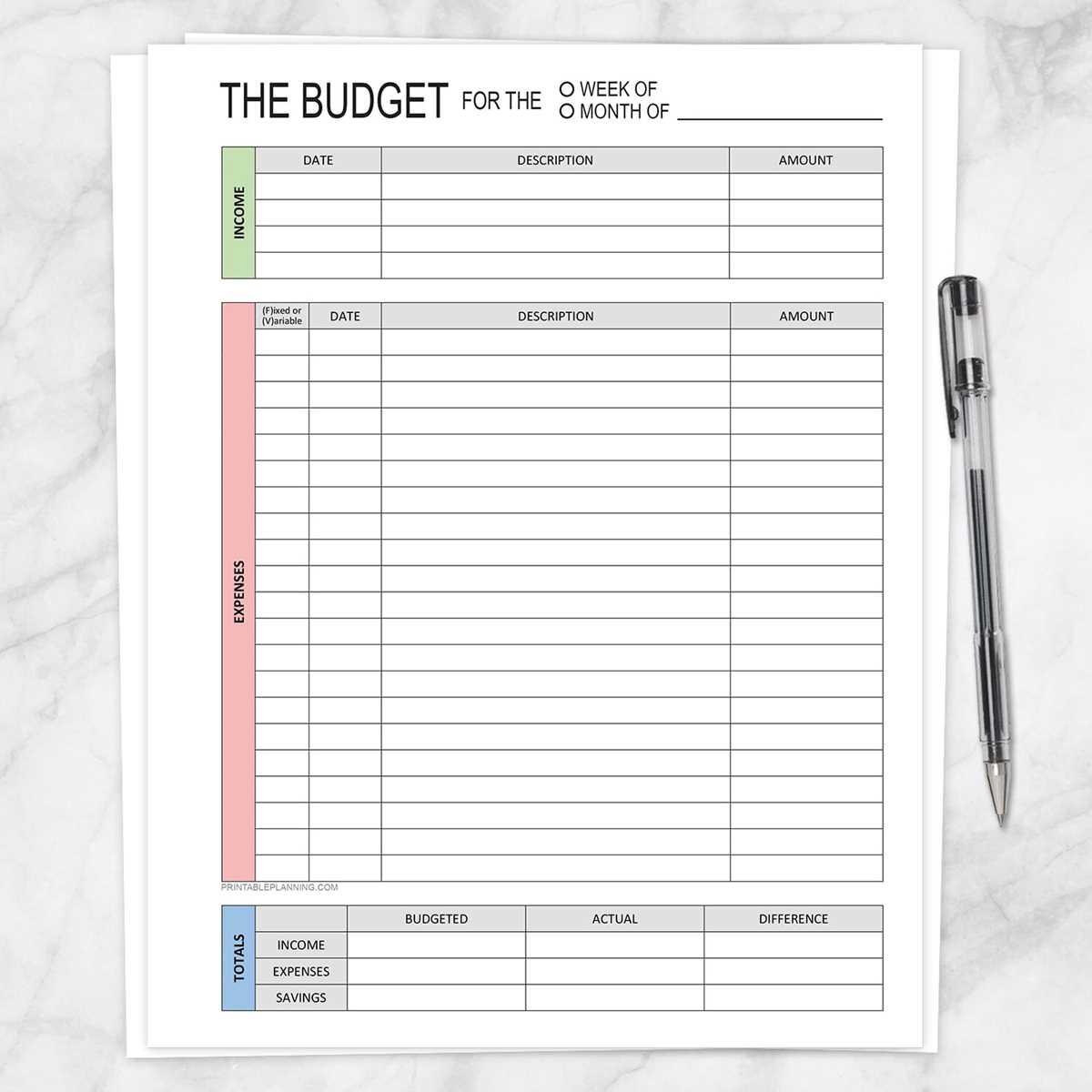 free monthly budget worksheet printable