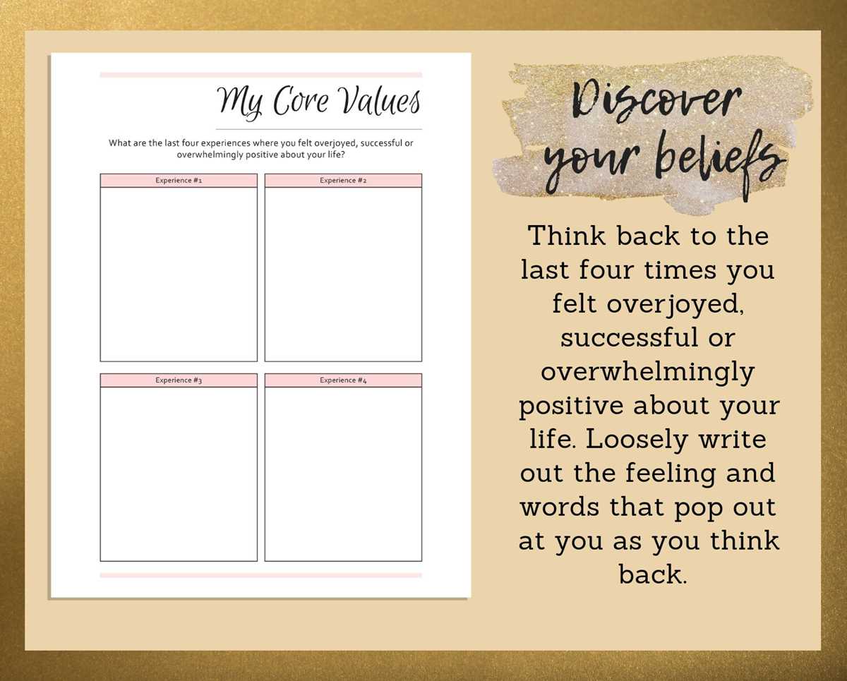 free printable core values worksheet