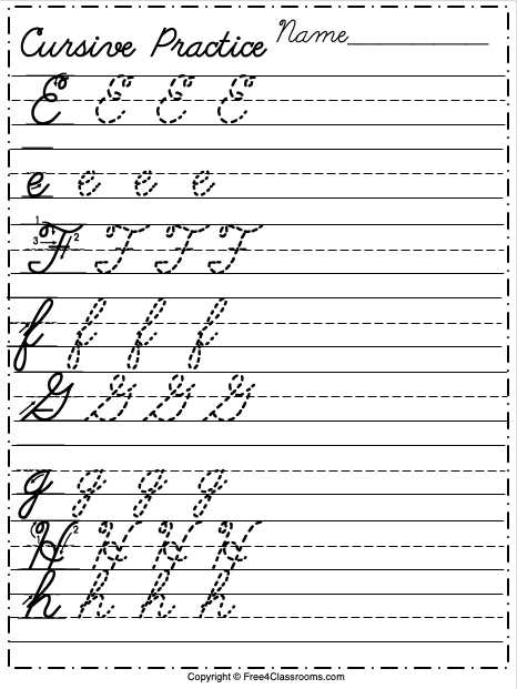 free printable cursive worksheets