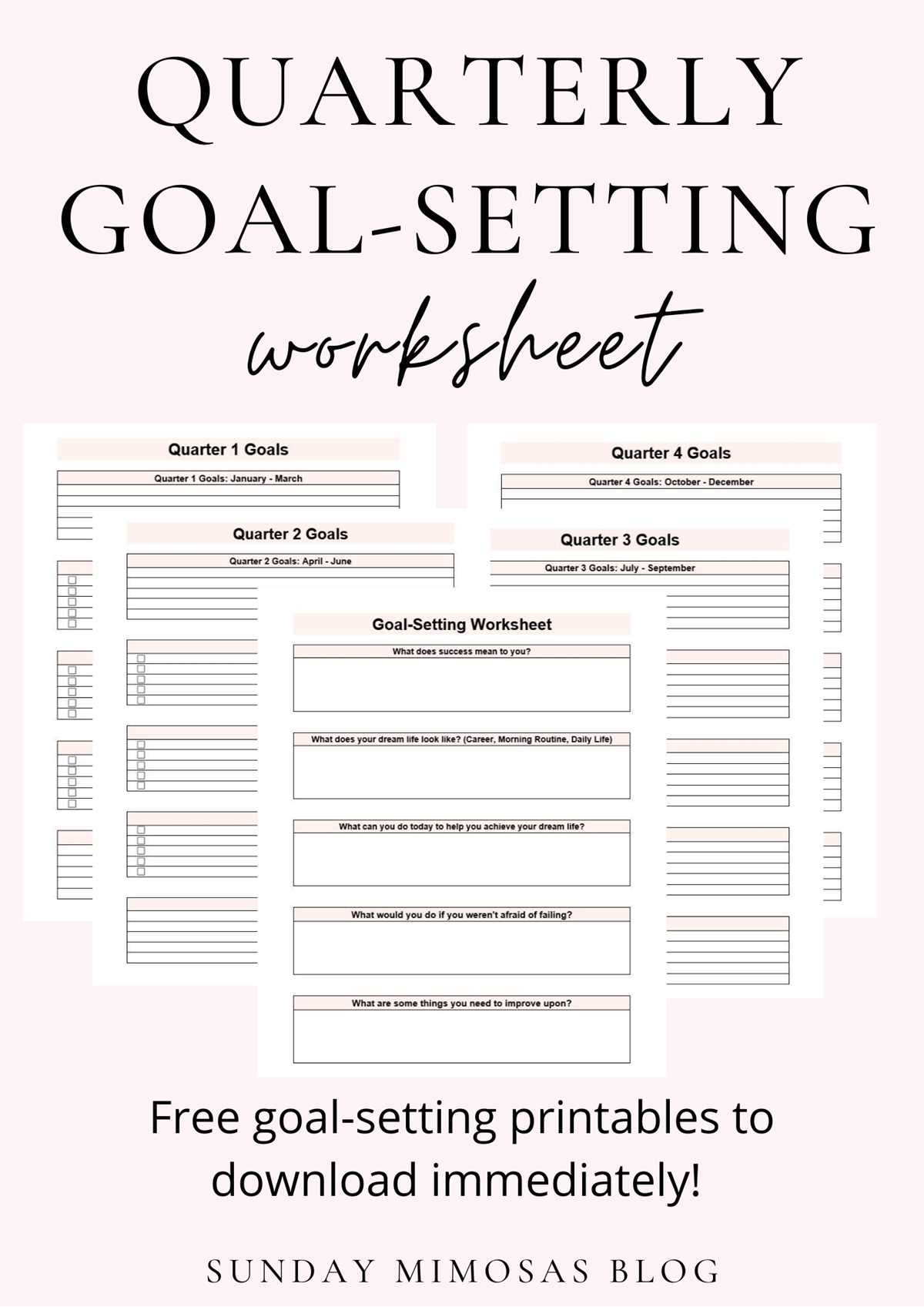 free printable goal setting worksheets