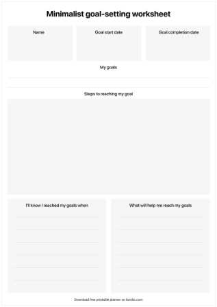 free printable goal setting worksheets