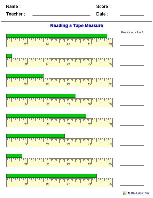 free printable measurement worksheets