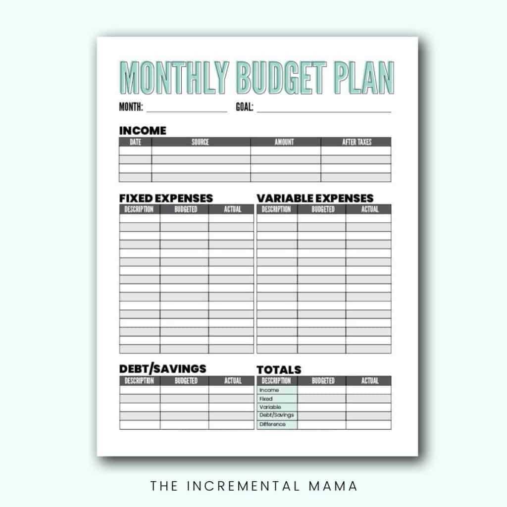free printable monthly budget worksheet