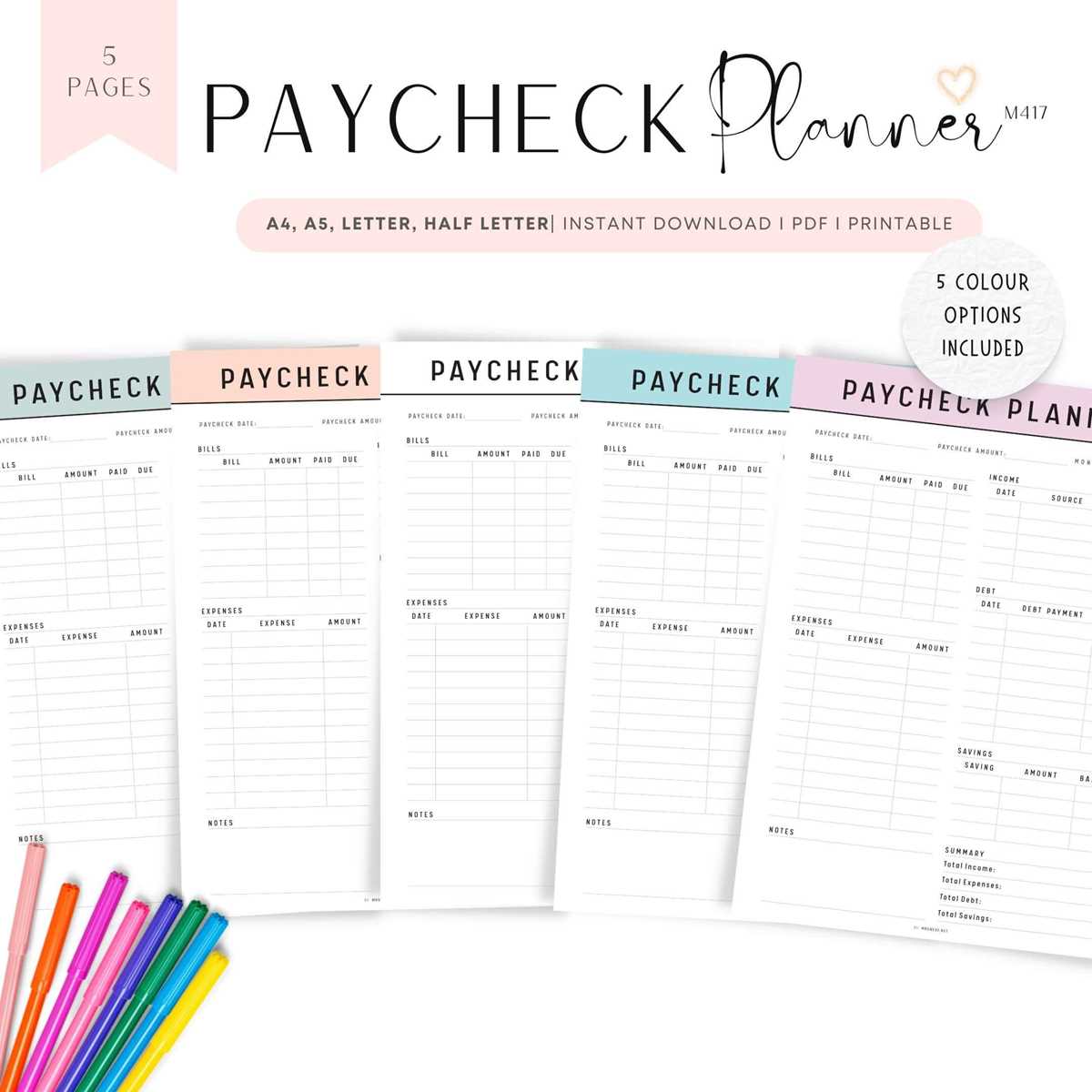 free printable paycheck budget worksheets