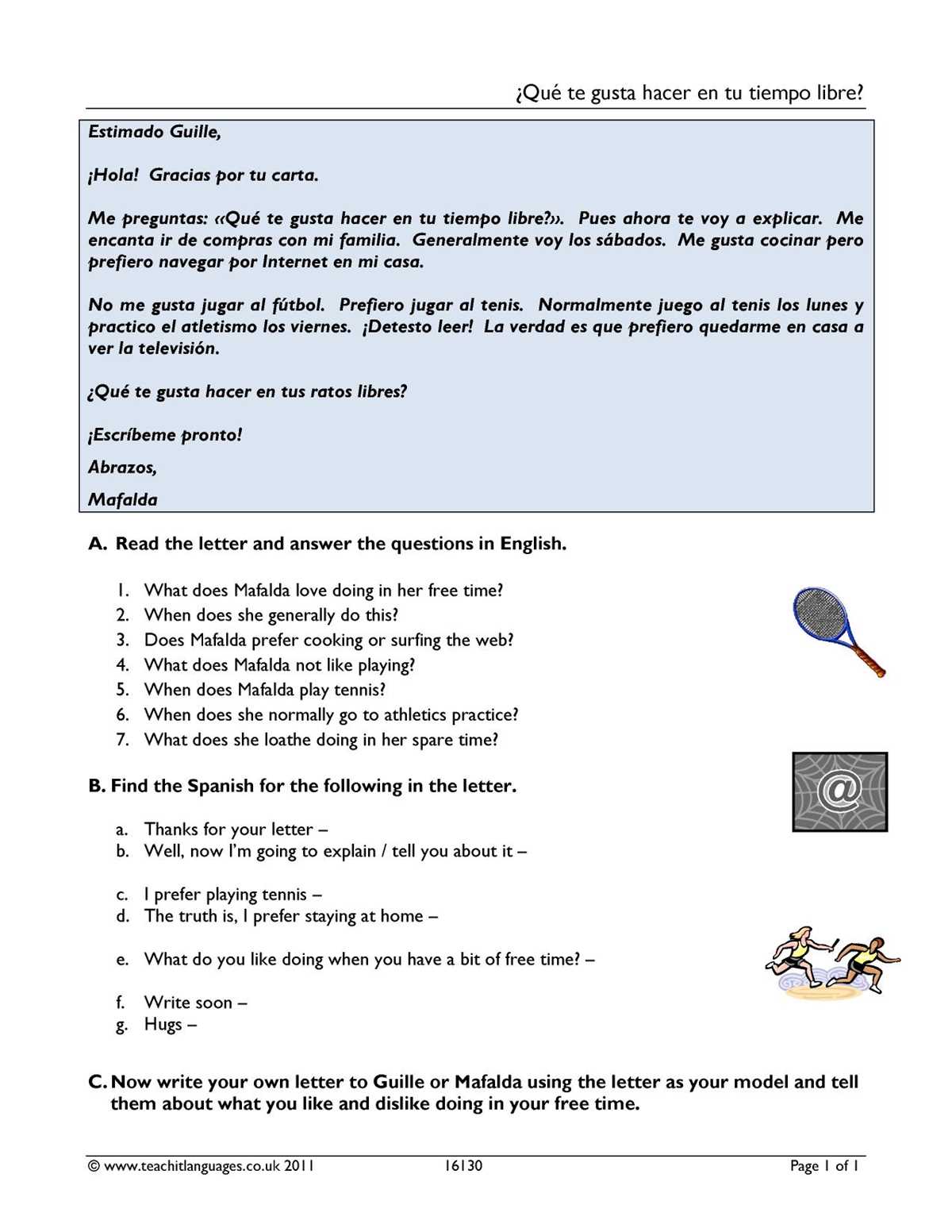free printable spanish reading comprehension worksheets
