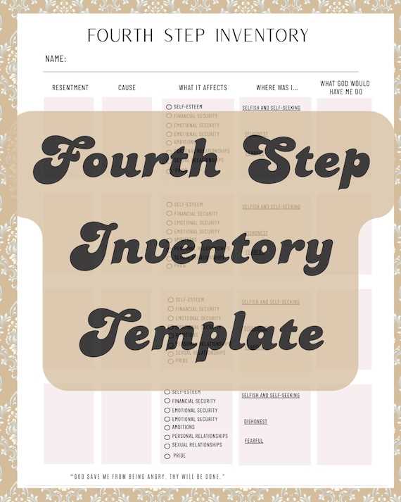 free printable step 4 aa worksheet