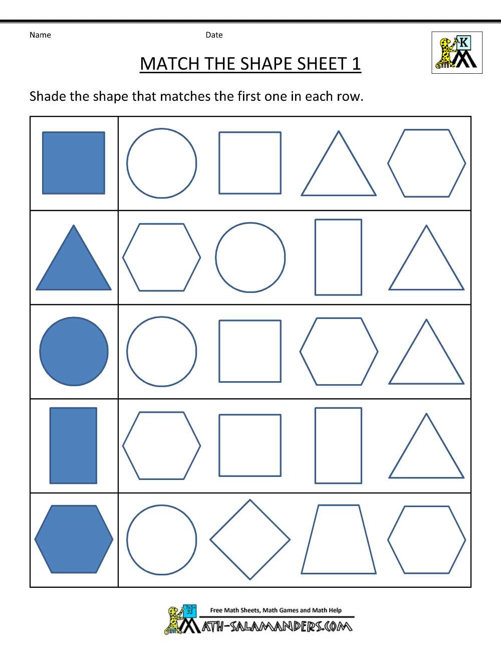 free printable worksheets for shapes