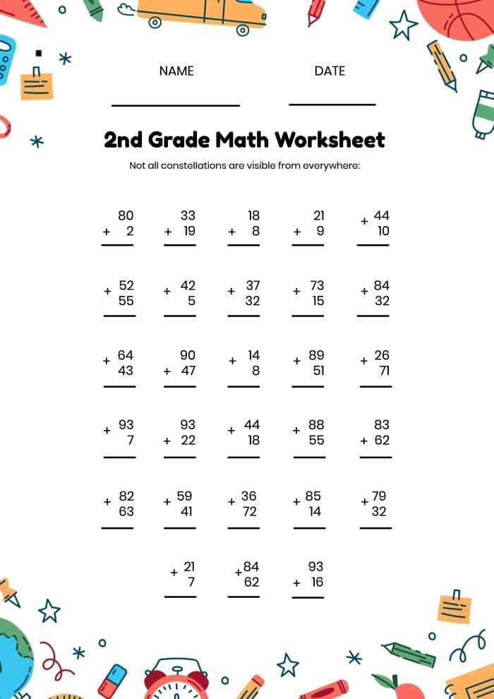 free second grade math worksheets