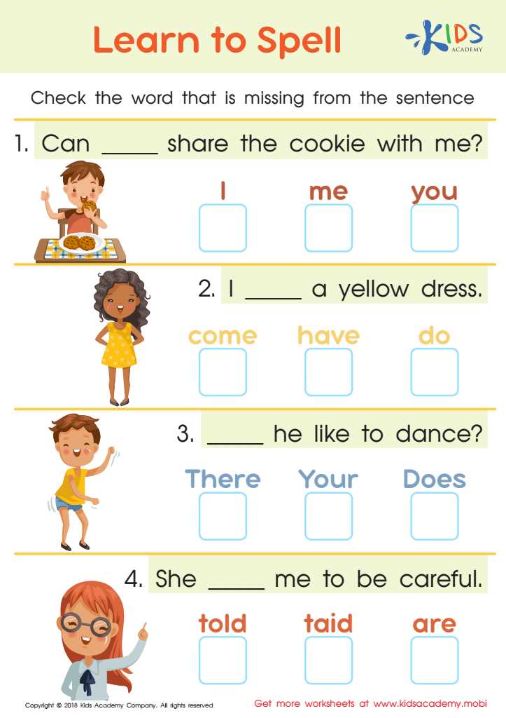 free spelling worksheets