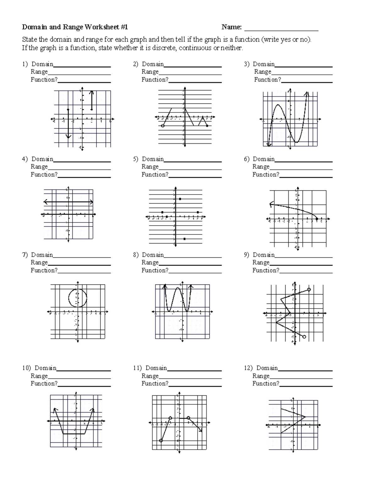 functions and domain and range worksheet functions and domain and range worksheet