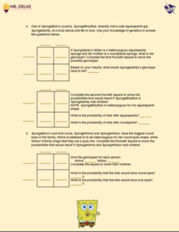 genetics spongebob worksheet