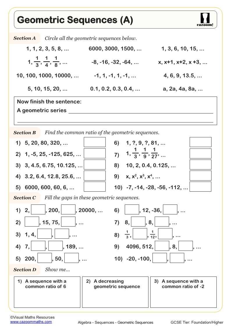 geometric series and sequences worksheet geometric series and sequences worksheet