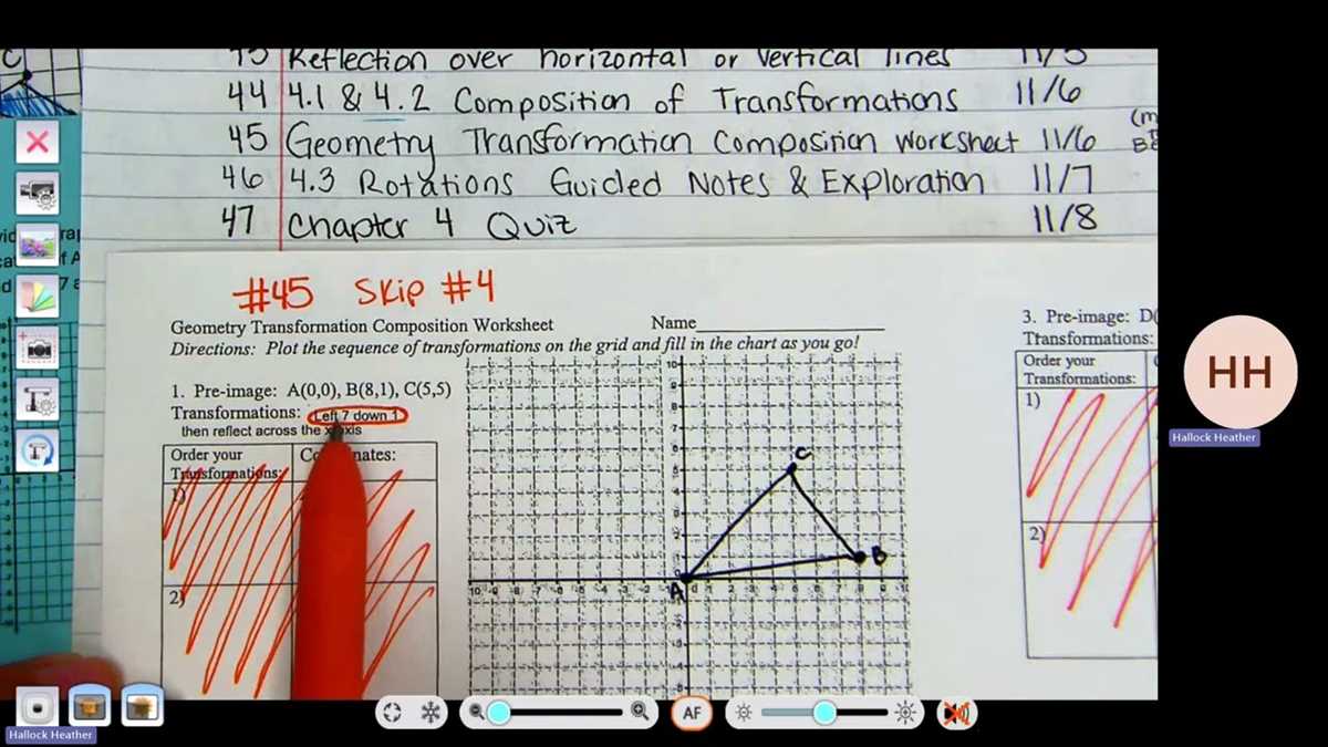 geometry transformations worksheet