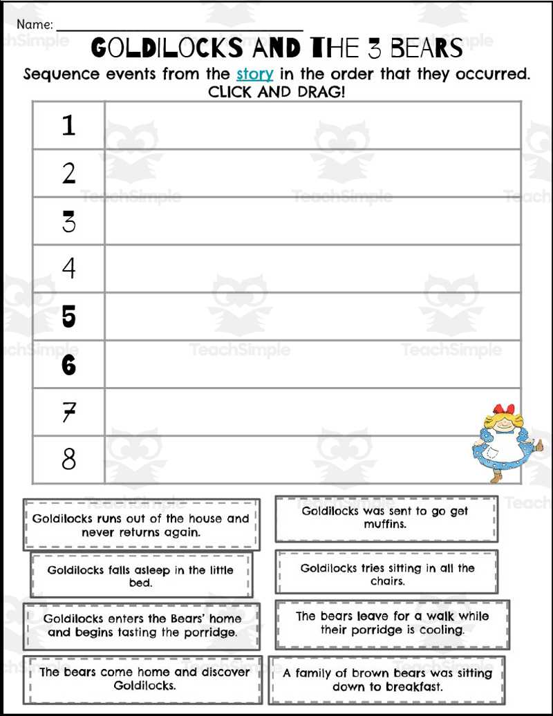goldilocks and three bears worksheets