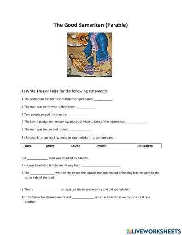 good samaritan worksheets