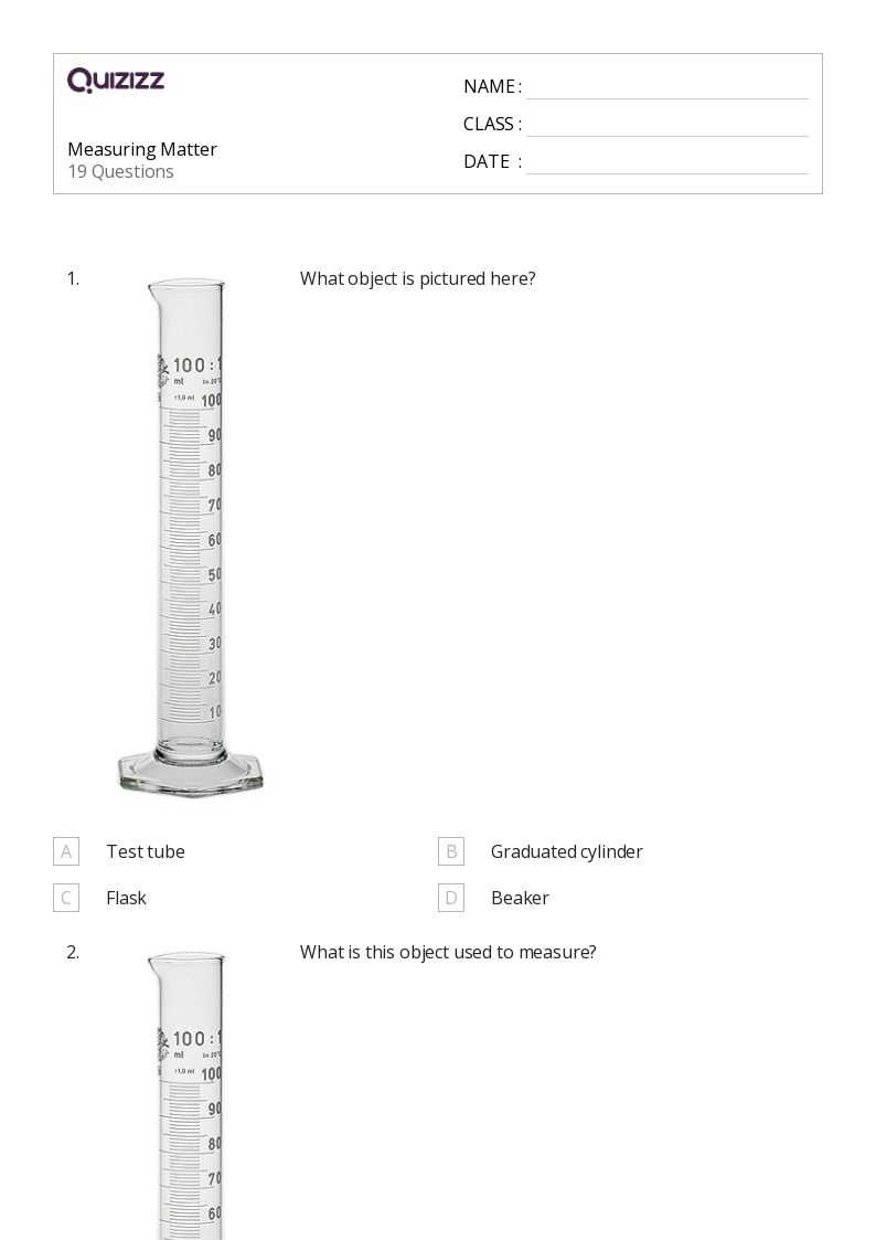 graduated cylinder worksheet