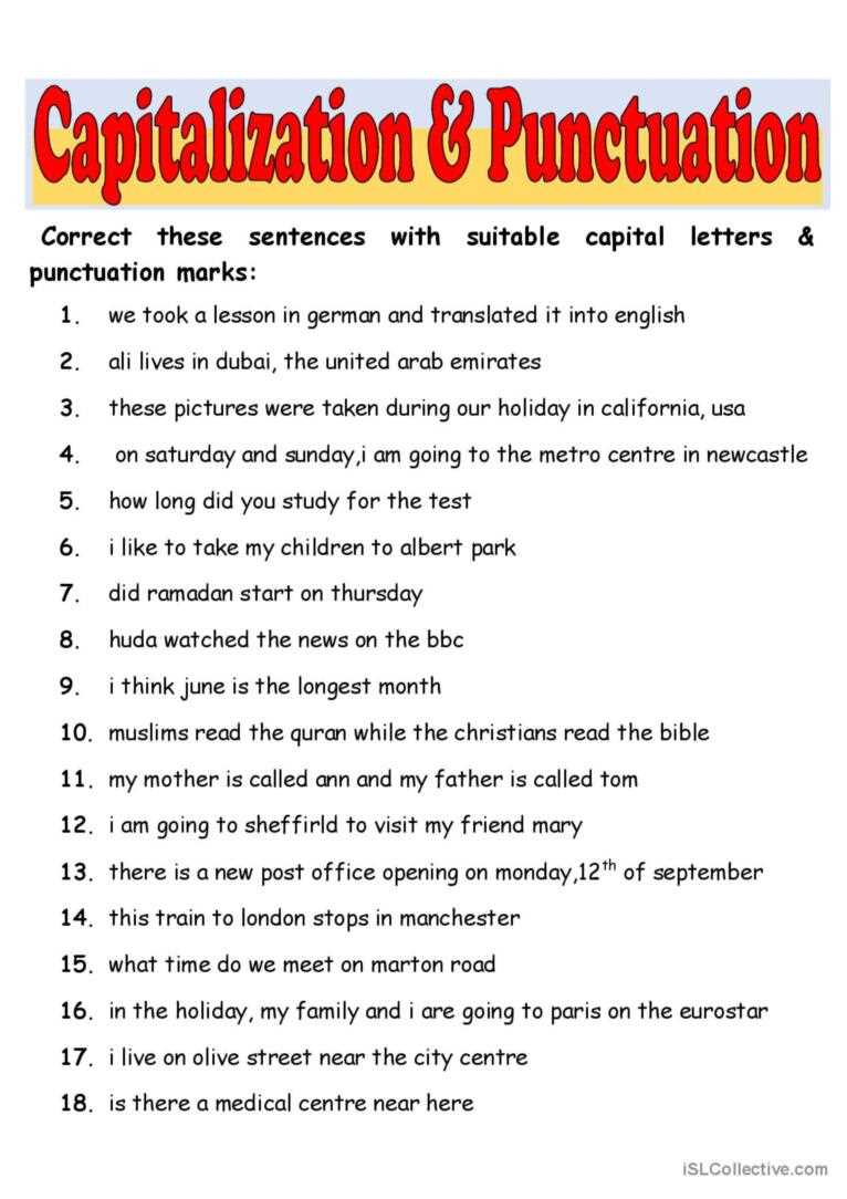 grammar and punctuation worksheets