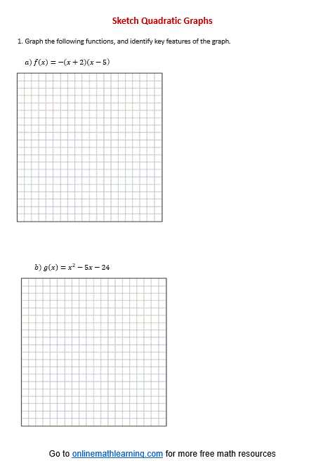 graphing quadratic review worksheet