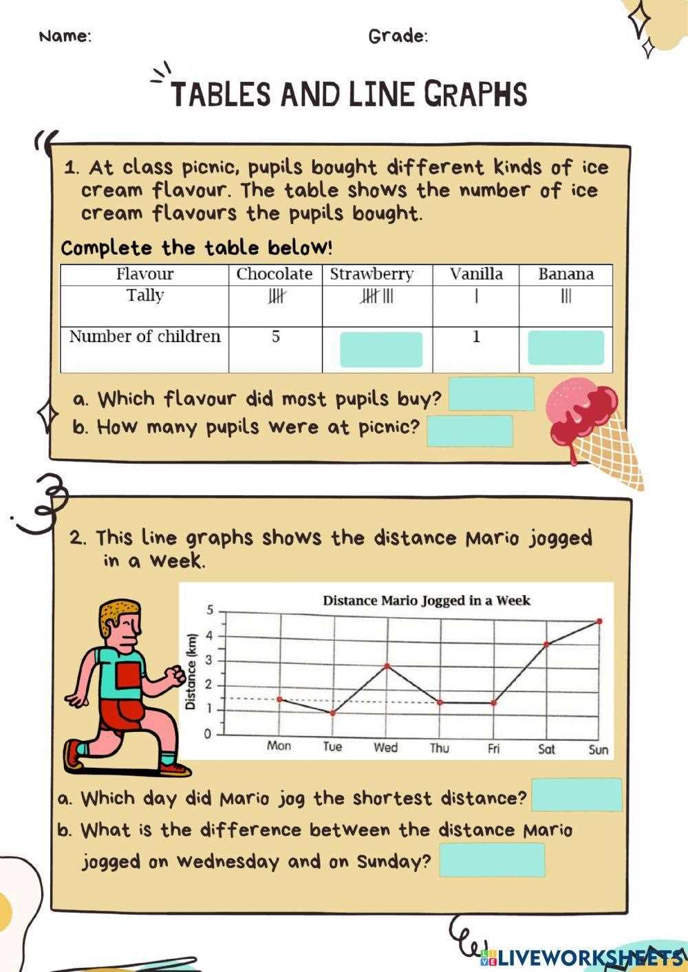 graphing with tables worksheet