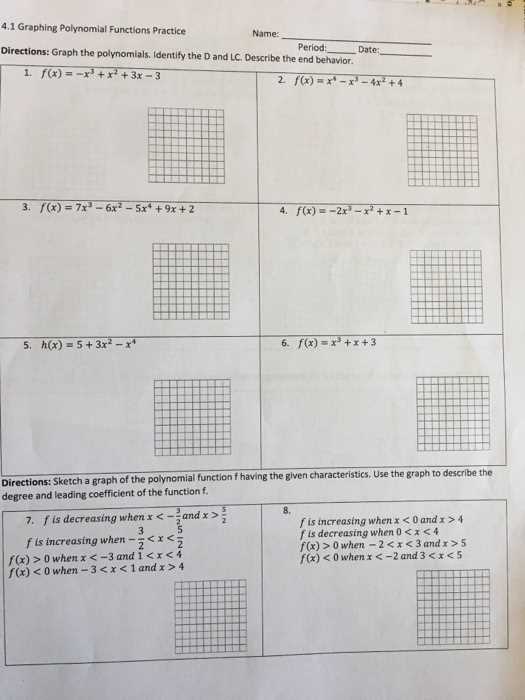 graphs of polynomial functions worksheet