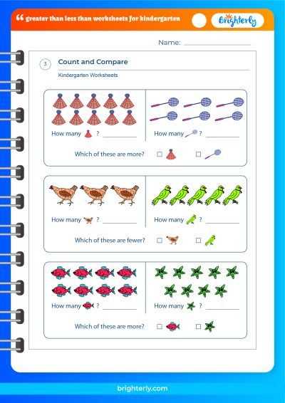 greater than less than kindergarten worksheets