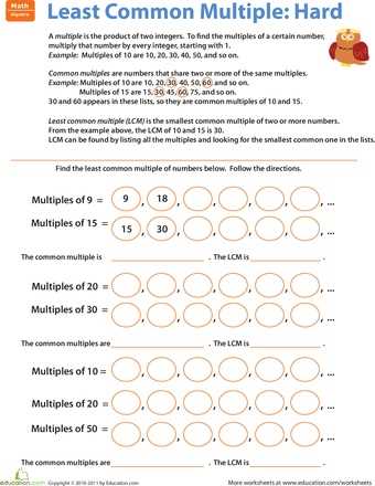 greatest common factor and least common multiple worksheet