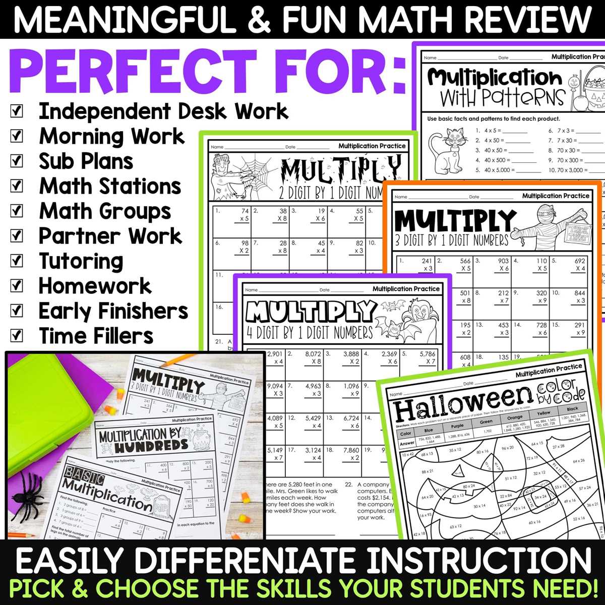 halloween math multiplication worksheets