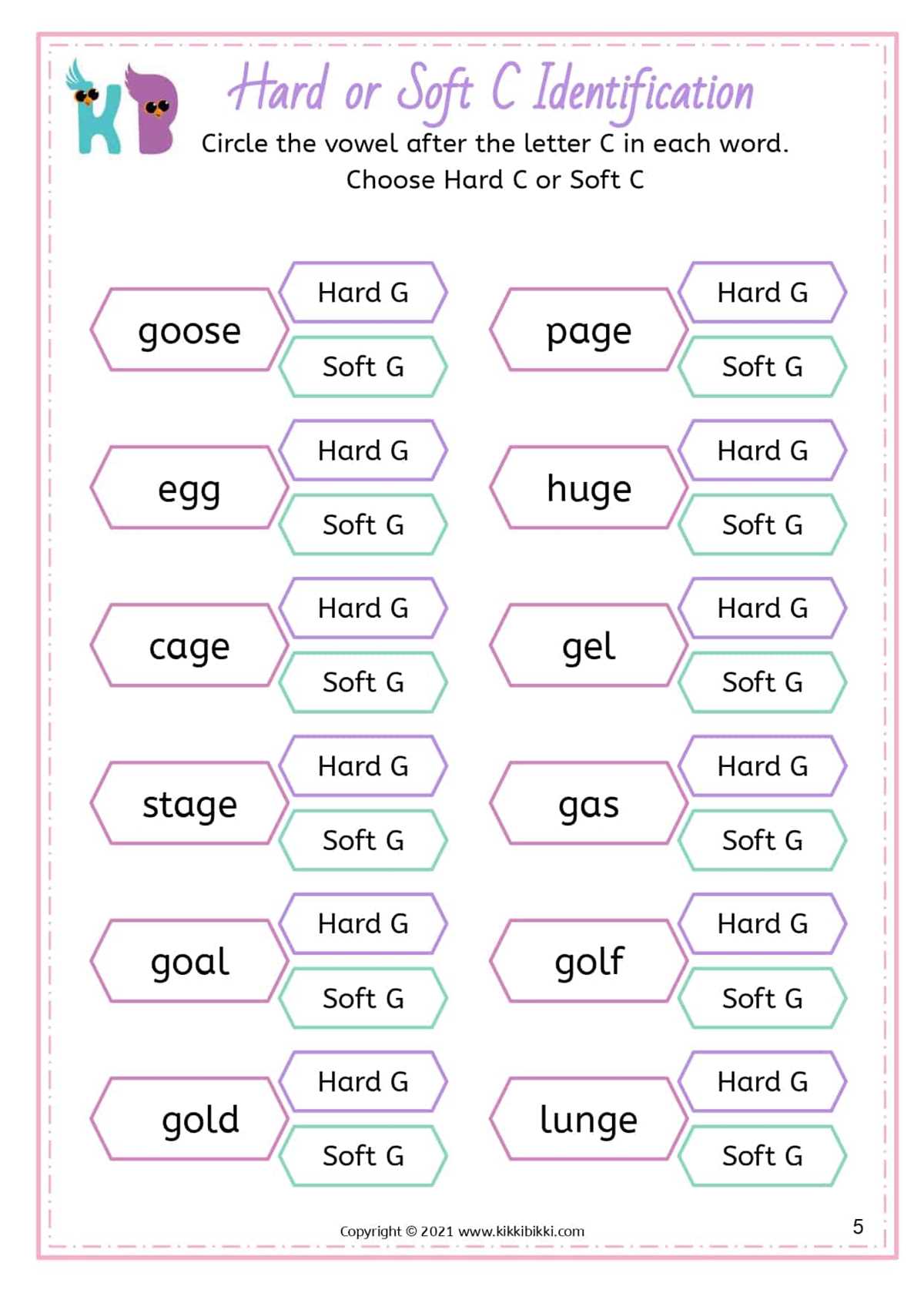 hard and soft c and g worksheet