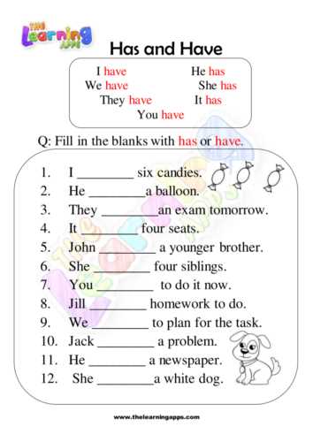 have or has worksheet